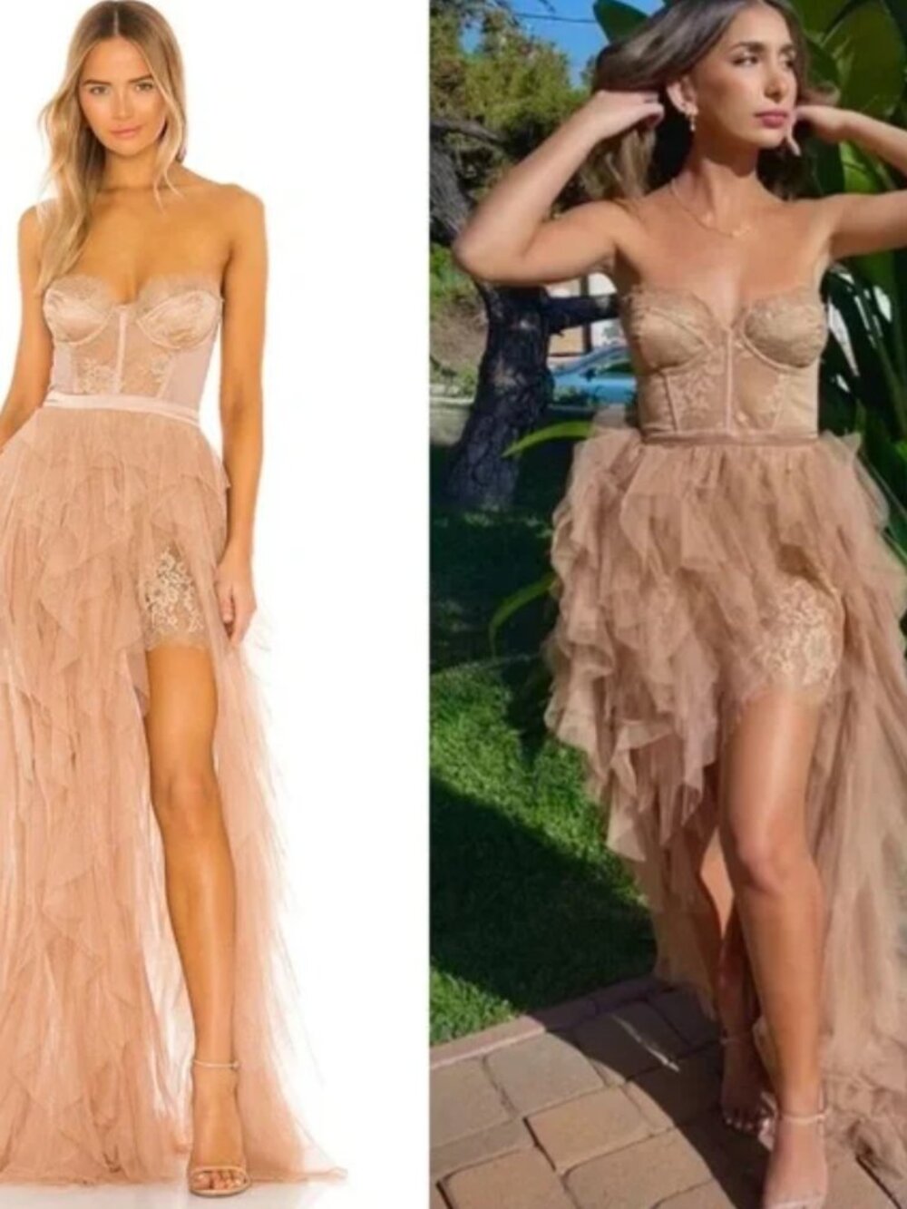 Elegant Strapless Ruffled Gown - Picture 2 of 16
